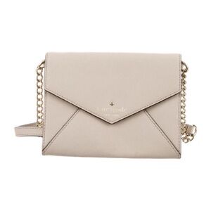 Kate Spade Taupe / Grey Envelope Crossbody Bag Leather Clutch